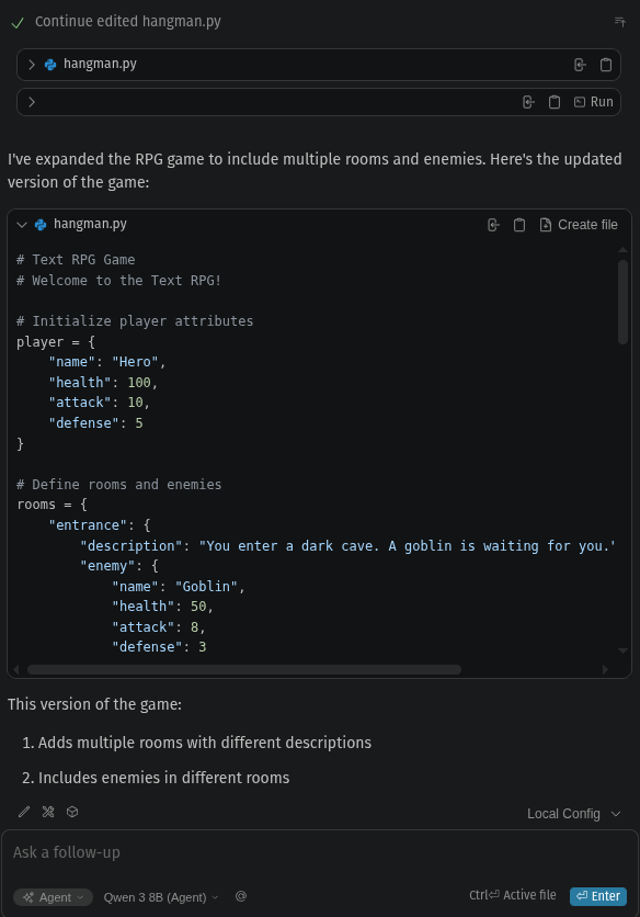 Code generation with Qwen 3